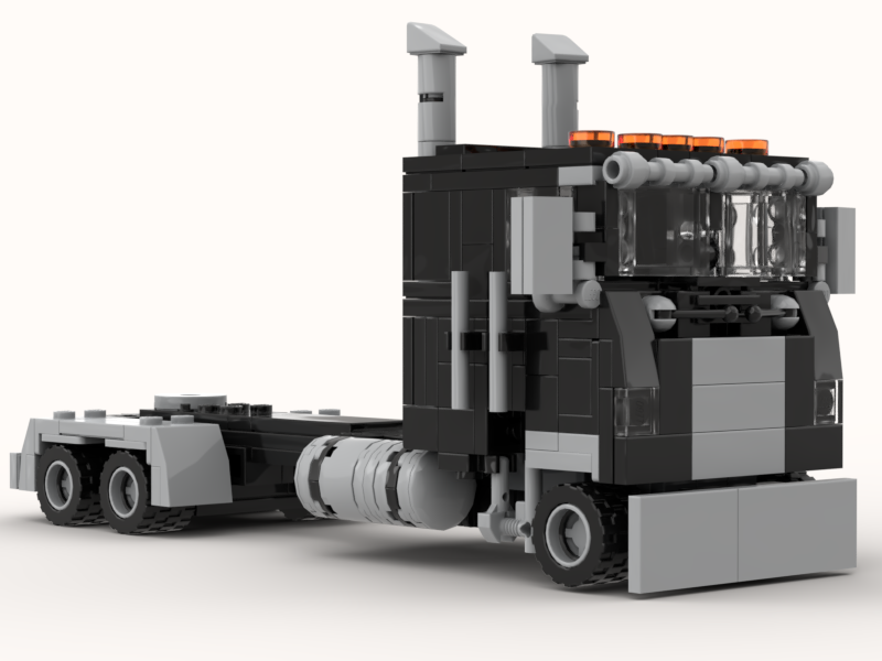 Custom Lego moc late 70s Peterbilt Flat Nose Truck (Black)